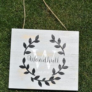 Family name initial monogram handmade wood sign